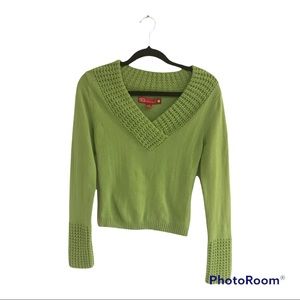 Y2k light green v neck sweater